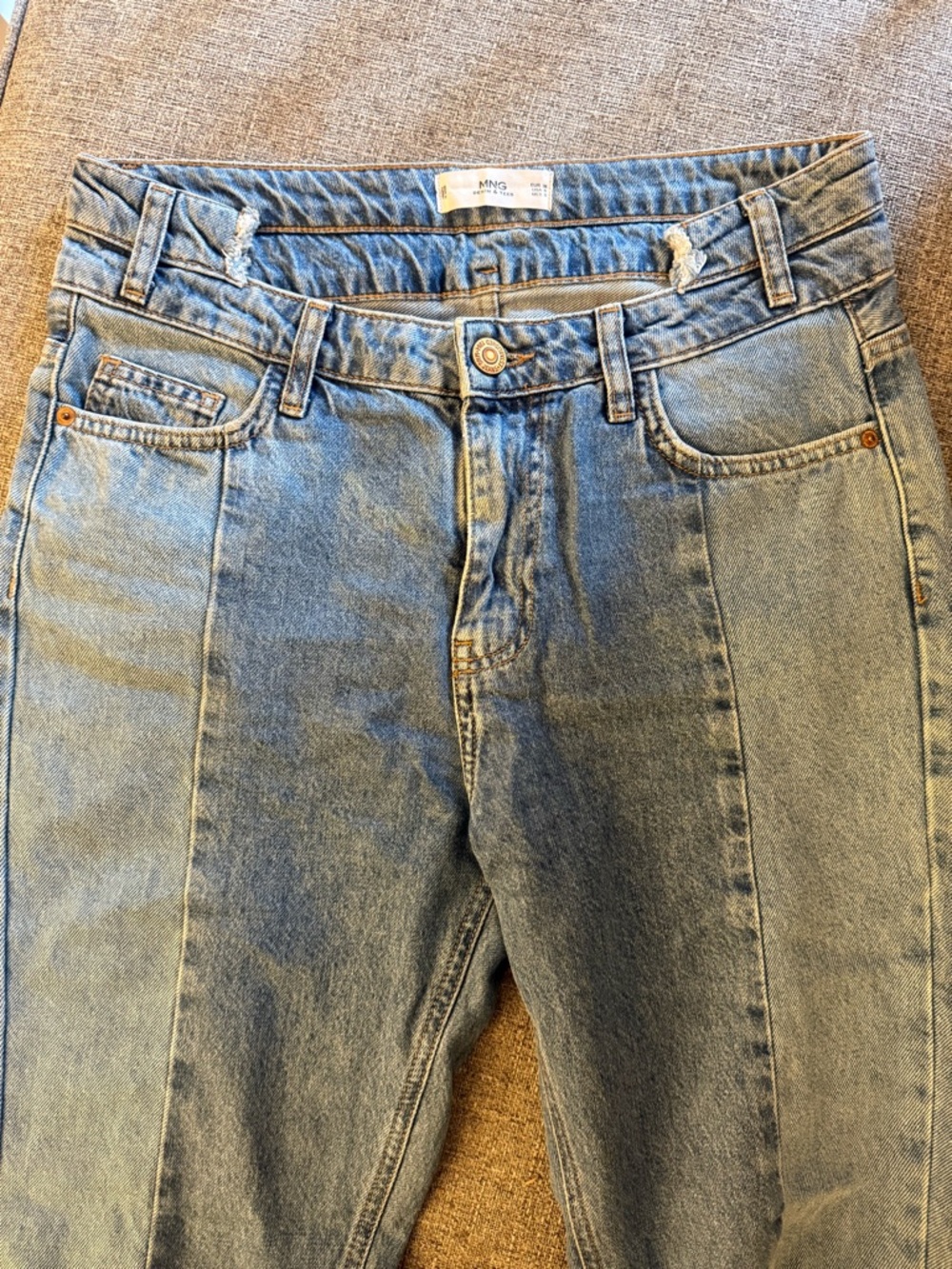 Mango Light Blue High-Waist Straight Jeans